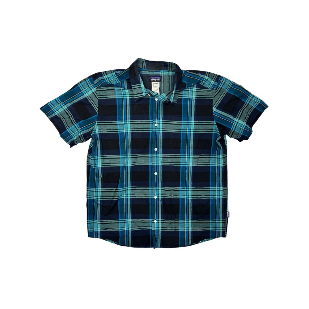Patagonia Mens XL Plaid Organic Cotton Short Sleeve Button Down Shirt 52690 SP12